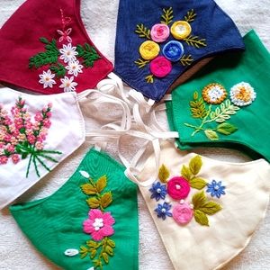 Hand embroidered face mask